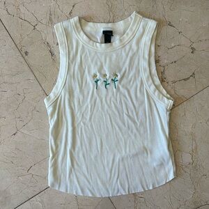 Pastel Yellow Tank Top with Daisies